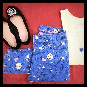 Emoji print jean jeggings